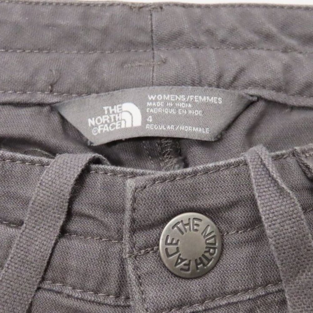 THE NORTH FACE Pants Hiking Gray Cotton Canvas Drawstring Straight Leg Women's 4